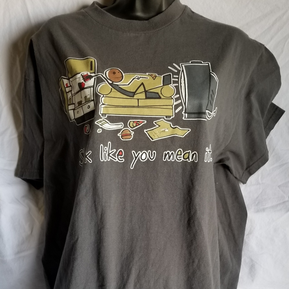 "Slack like you mean it" funny graphic tee size L